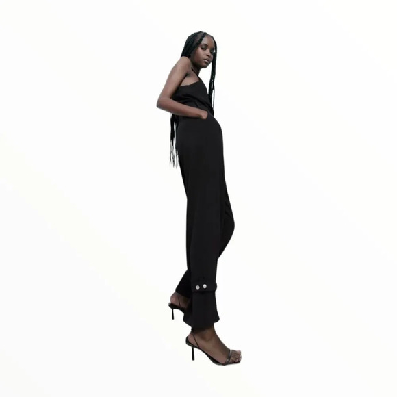 ZARA | Black | STRAP HEM JUMPSUIT - Picture 7 of 16